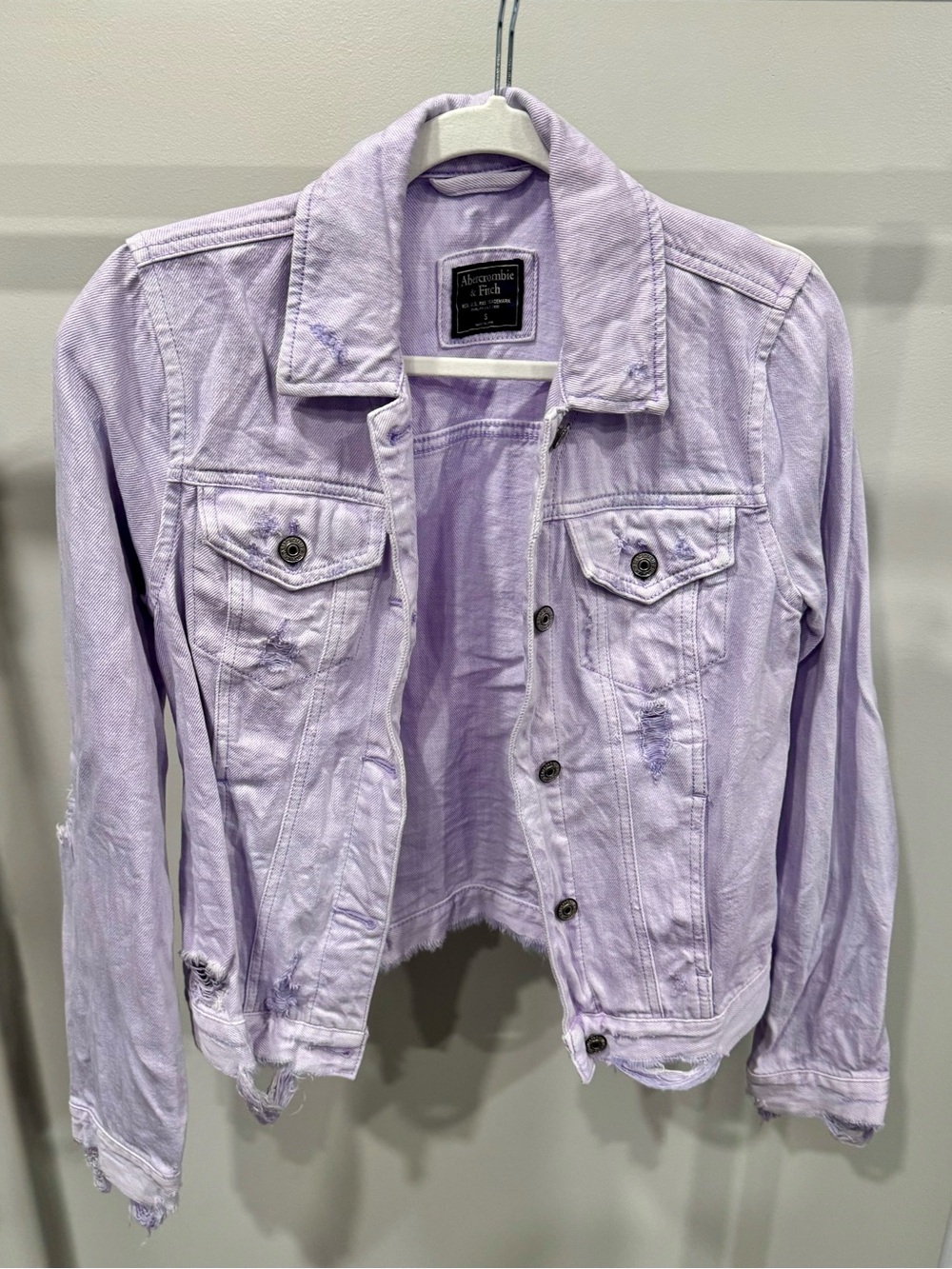 Abercrombie & Fitch Pastel Lavender Denim Trucker Jacket